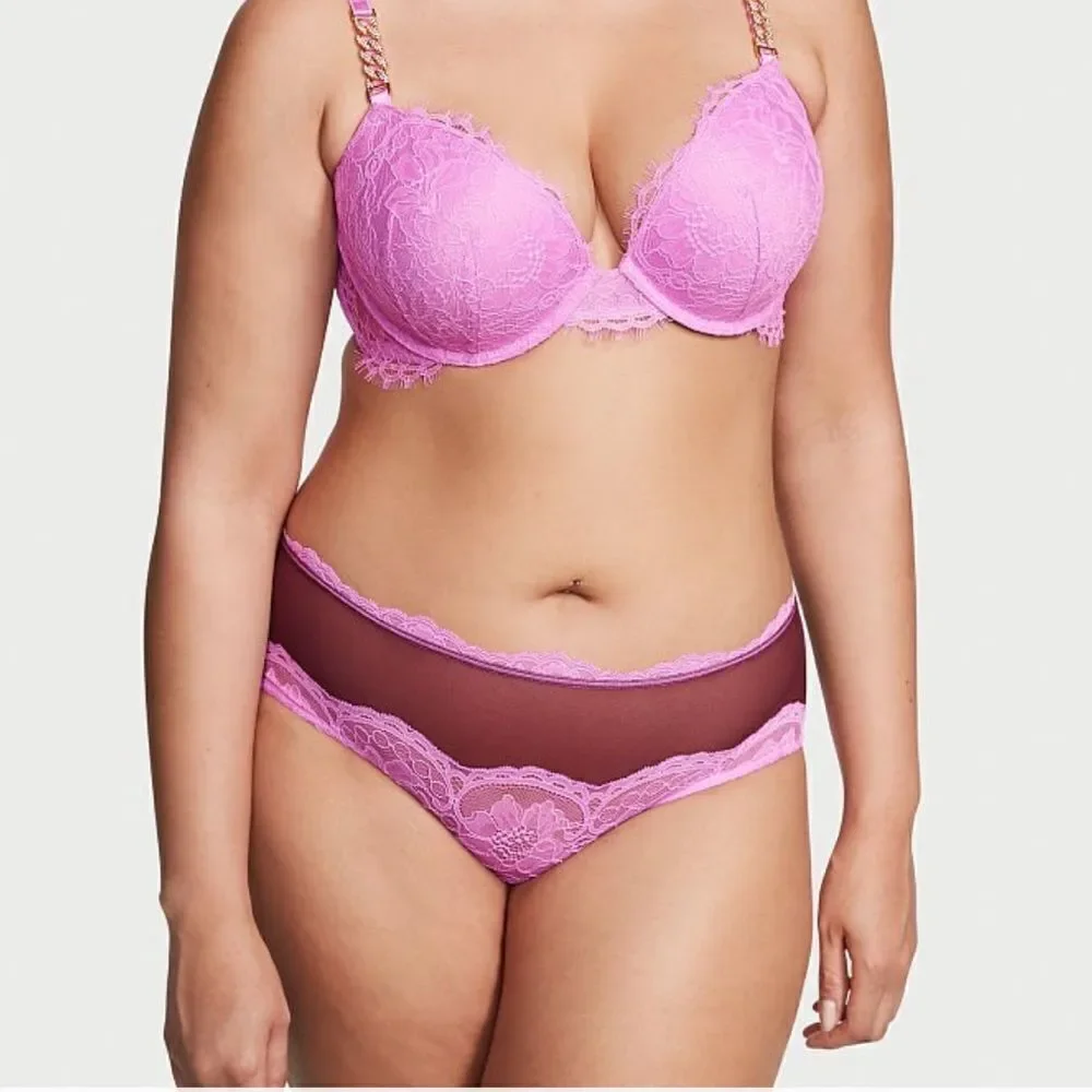 Victorias Secret Very Sexy Lace & Mesh Cheeky Panty Berry Gelato Mix Medium